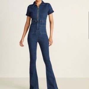 WeWoreWhat Dark Wash Denim Jumpsuit